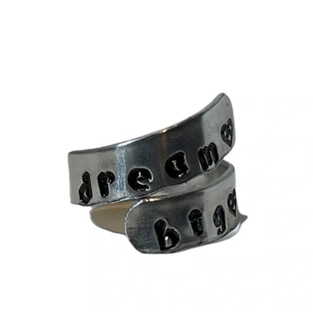 Handmade 8/9 stamped‎ motivational Celtic knot silver adjustable wrap ring